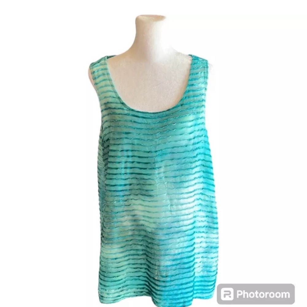 Fashion Bug Aquamarine Tiered Textured Tank Top Size OX